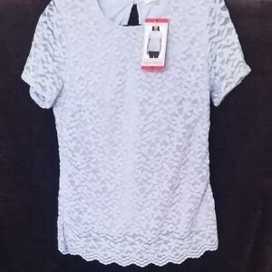 Lavender Lace Short Sleeve Women's Blouse